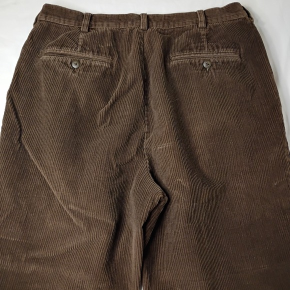 Vtg Jos A Bank Corduroy Pants Mens 36/29 (28) Brown Pleated Cuffed 90s Y2K Baggy - Picture 5 of 10